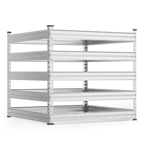 Wiltec Gartenkomposter 100 x 100 x 90 cm, Komposter aus Metall, Kompostbehälter für 900 Liter Kompost, verzinkter Biokomposter für Bioabfall