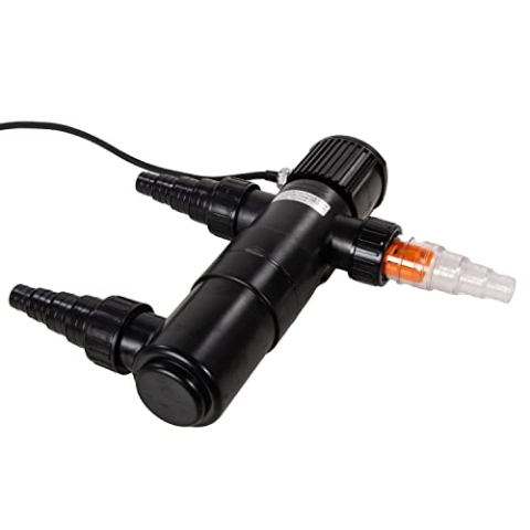 AquaForte GUV-218 UV-C, Max. Teich 20 m³, Max. Durchfluss 2,5 m³/Stunde, 18 Watt, Gehäuse mit Quick Lock-Anschluss, 3 Schlauchtüllen 20/25/32/40 mm und UV-Schauglas, Helix-Form Innenraum