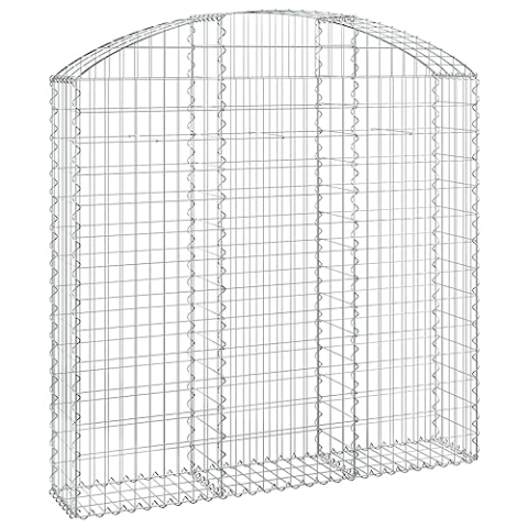 vidaXL Gabione mit Hochbogen, Steinkorb Drahtkorb, Gabionenkorb Verstärkte Gabionenhaken, Gabionenwand Gabionen Zaun, Verzinktes Eisen