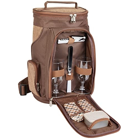 BRUBAKER Kühltasche für 2 Flaschen Wein und Champagner bis 1,5 l, gepolsterte Weinkühltasche - Picknicktasche isoliert, Thermotasche - tragbar mit Henkel