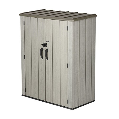 LIFETIME Geräteschrank XL | 136x70x172 cm | Dunkelgrau | Kunststoff | abschließbar | UV-beständig | mit Boden | für Garten Garage Werkstatt | wetterfest | doppelwandig | 1,51 m³ Volumen