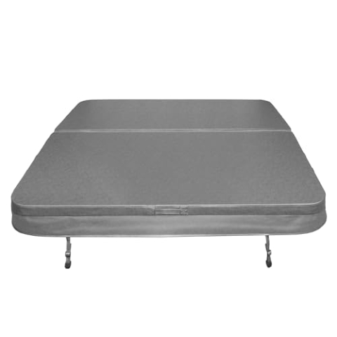 Whirlpool Abdeckung Spa Deckel 2m x 2m Sichere Outdoor-Schutzhülle Quadratisch Hardtop Wetterfest PVC-Leder UV-schimmel- und flammfest 4 x Abschließbare Gurte mit Schlüsseln 6 x Hebebügel – Grau