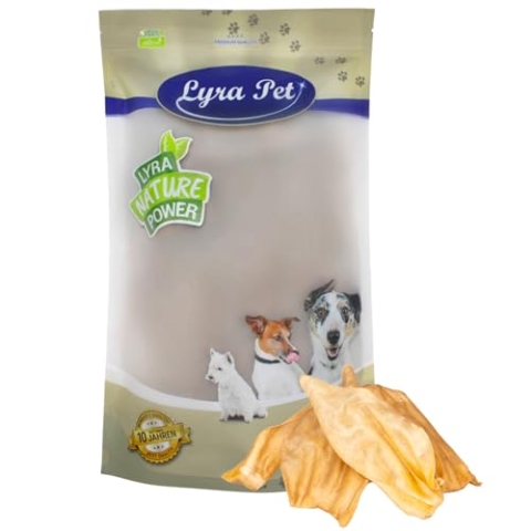 Lyra Pet® 100 STK. Rinderohren ca. 2 kg | Naturbelassener Kausnack | Ideal für die Zahnpflege | Leckerli für Hunde | Gut verdaulicher Kauartikel | Proteinhaltiges fettarmes Hundefutter