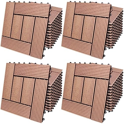 Casaria® WPC Fliesen 30x30 cm 44er Set 4m² Stecksystem Drainage Zuschneidbar Terrasse Balkon Garten klick Mosaik Terrakotta