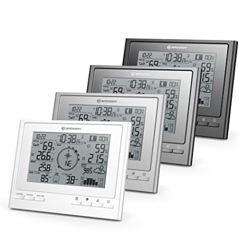 Bresser zusätzliche Basisstation für 7003100 ClimateScout Wetter-Center 7-in-1 Funk Wetterstation mit Farbdisplay und integriertem Wecker, Weiß