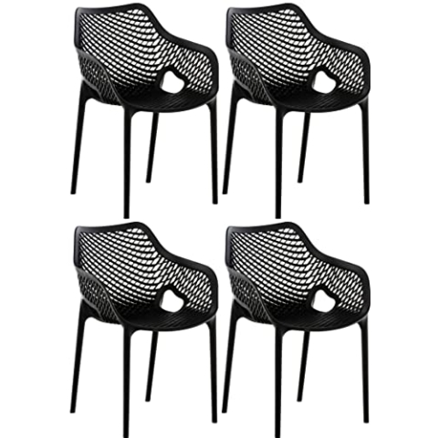 CLP XL-Bistrostühle Air I Stapelstühle Air Aus Kunststoff Mit 44 cm Sitzhöhe I Outdoor-Stühle Mit Wabenmuster, Farbe:schwarz