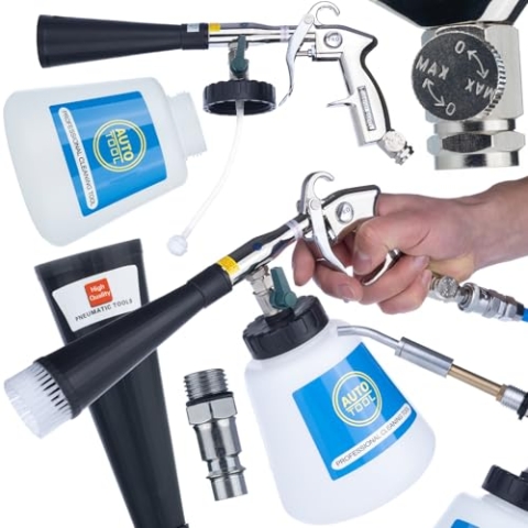 Rosfix Tornado T02 II – Druckluftpistolen | Aluminium, 6-9 bar, 1L Tank, Rotationsdüse | Ergonomisch, vielseitig | Reinigungspistole für Polster & Oberflächen
