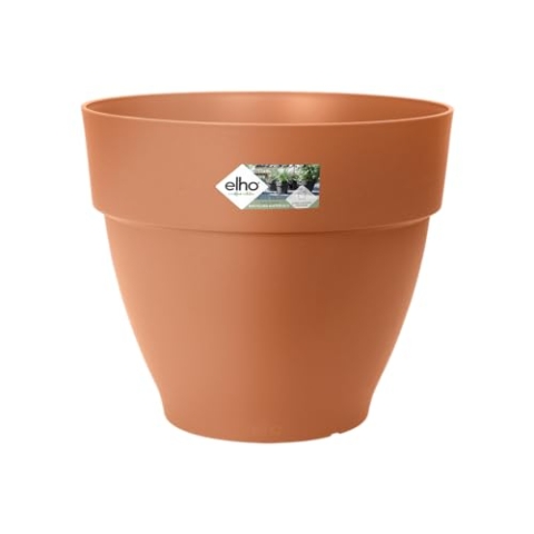 elho Vibia Campana rund 65 cm – großer Blumentopf für den Außenbereich – inklusive Wasserreservoir – 100% recycelter Kunststoff - Braun/Terra