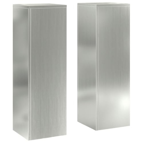 vidaXL Set aus 2 Metall Pflanzenständern in Grau | Haltbare verzinkte Stahlständer 75 cm hoch für Garten im Freien | Elegantes modernes Design | Einfache Montage | Stylische Präsentationshalter