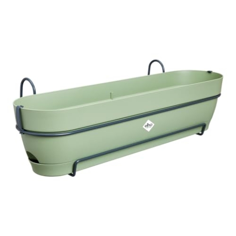 elho Vibia Campana Balkonkasten Allin1 70 mit Wasserreservoir - Übertopf für Balkon - 100% recyceltem Plastik - Ø 70.4 x H 17.7 cm - Grün/Pistazien Grün