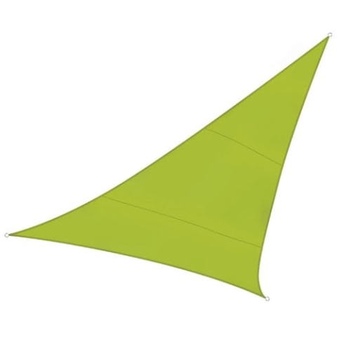 Perel Sonnensegel, Segel Sonnenschutz für Terrasse und Pool, wasserabweisend, UV-Schutz, 3 Edelstahl-O-Ringe, 5 x 5 x 5 m, 160 g/m², Polyester, Dreieck, limonengrün