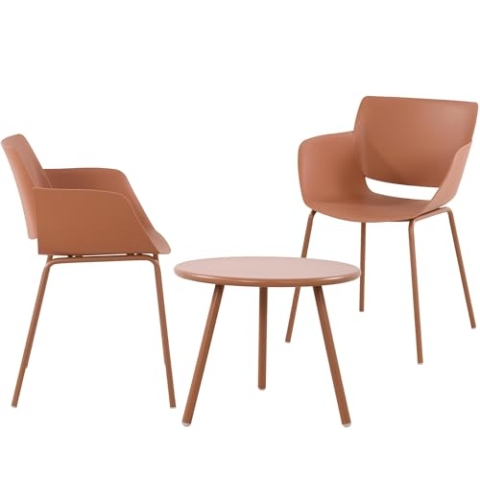 CLP Sitzgruppe Berena für den Garten I Set aus Tisch Berea und Stühlen Alpena I Outdoor-Set wetterfest und UV-beständig I Gartenmöbel, Farbe:Terracotta, Set-Inhalt:2 Stühle