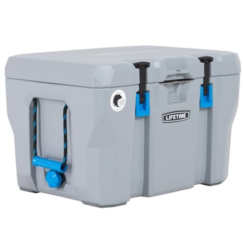 LIFETIME Kühlbox & Getränkekühler | 44x69x44 cm Grau | Thermobox mit 52 Liter Fassungsvermögen für Camping & Outdoor