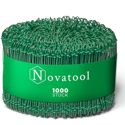 Novatool 2.000 Stück Rödeldraht mit Ösen 1,4 x 180mm Bindedraht Grün ummantelt, rostfreier & langlebiger Drilldraht, Drahtbinder, Ösendraht, Drahtschlinge, Blumendraht, rebdraht floristik, Rödler