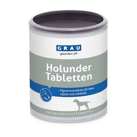 GRAU - das Original - Holunder Tabletten, für die Pigmentierung unbehaarter Haut, 1er Pack (1 x 500 Stück), Ergänzungsfuttermittel für Hunde