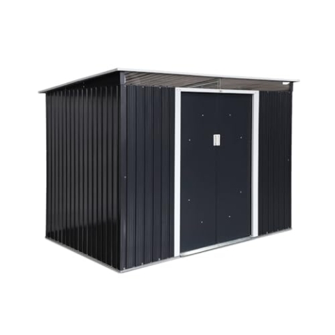 Gartenhaus aus Metall Farbe Anthrazit 4,85m2 mit Lichtschacht - AUDOMAROIS-