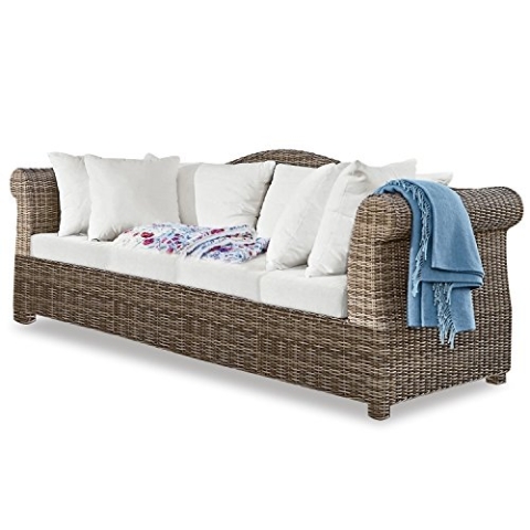 Loberon Sofa Newland, mit komfortablen Polstern, abnehmbare & waschbare Bezüge, wetterfest, inkl. Kissen, Gartenmöbel, Outdoorsofa, Aluminium, Polyester, Polyrattan, braun