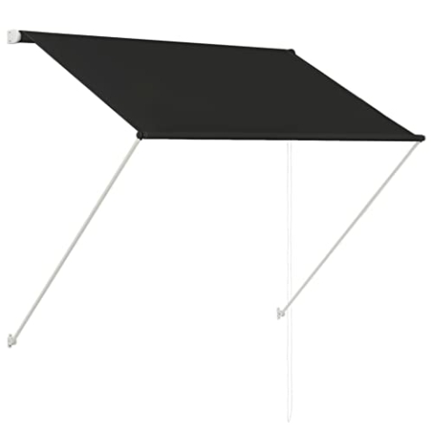vidaXL Markise, Klemmmarkise Einziehbar, Sonnenschutz für Fenster Terrasse Balkon, Balkonmarkise Fallarmmarkise Fenstermarkise, 150×150cm Anthrazit