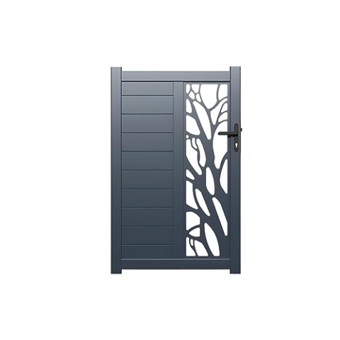 Vente-unique Gartentor Flügeltür - 100 x 164 cm - Aluminium - Anthrazit - LABRIT II