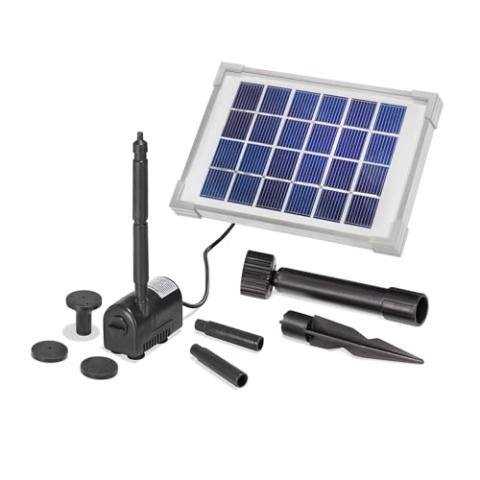 esotec Solar Teichpumpe RIMINI S 2/175, Komplettset Pumpensystem, Sprinklerpumpe, Solarmodul 2W, Solarbrunnen Wasserspiel Gartenteich, Springbrunnenpumpe, Direktbetrieb 0,7m 175 l/h IP68 101701