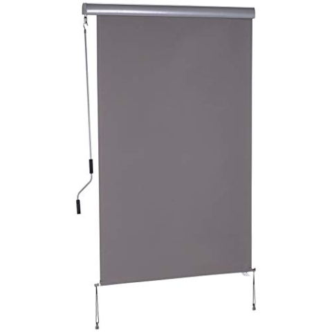 Outsunny Senkrechtmarkise Balkonmarkise Vertikalmarkise Windschutz Seitenrollo Sichtschutz mit Handkurbel Polyesterstoff+Aluminium Grau 200 x 120 cm