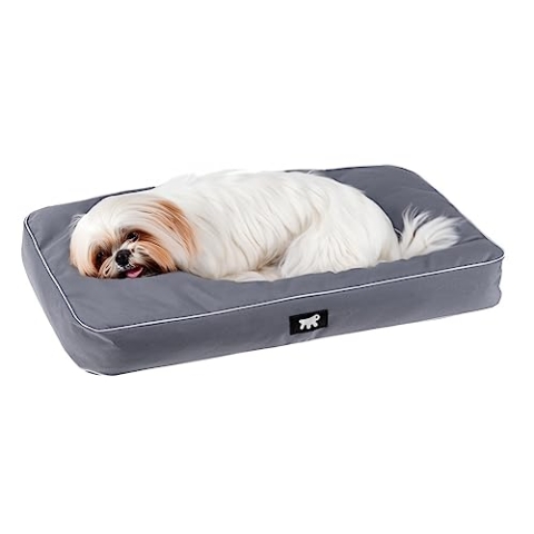 FERPLAST Hundematte & Katzenmatte Klein - Orthopädisches Hundebett - Hundebett Waschbar & Kratzfest - Hundekissen - Hundebett Flauschig - Herausnehmbare Polsterung - Polo - 65 x 40 x h 8 CM, S, GRAU