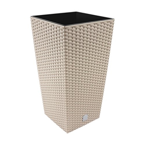 Prosperplast Blumentopf Rato Square (Rattanoptik, herausnehmbarer Einsatz, 32,5x32,5x61 cm, 49 l, mocca) DRTS325-7529U