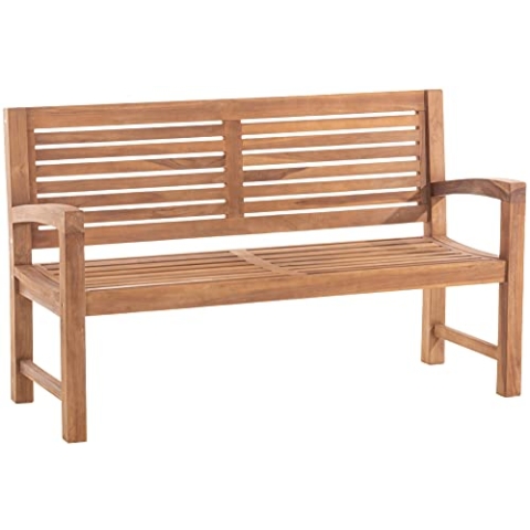 CLP Teakbank Halden I Holzbank Für Den Garten I Sitzbank Mit Armlehnen, Farbe:Teak, Größe:150 cm