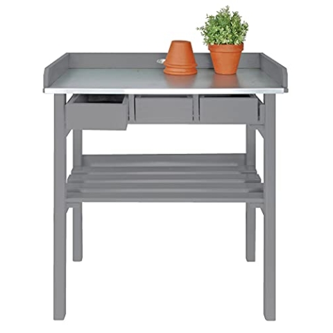 Esschert Design Pflanztisch, Gartentisch in grau, ca. 79 cm x 38 cm x 82 cm
