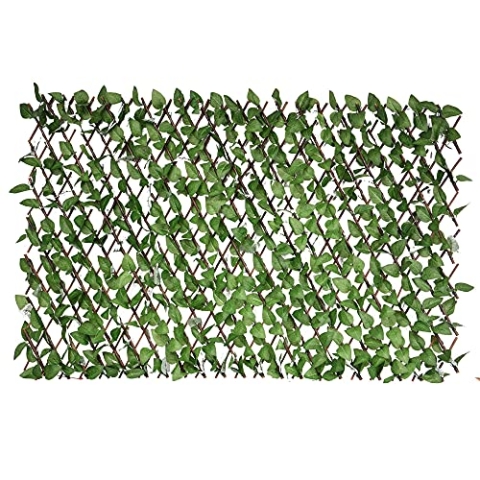 UNUS Rankgitter mit Blättern, Sichtschutz aus Weidenholz, verstellbar, maximal 100 x 200 cm, Rankhilfe für Garten, Balkon oder Terasse
