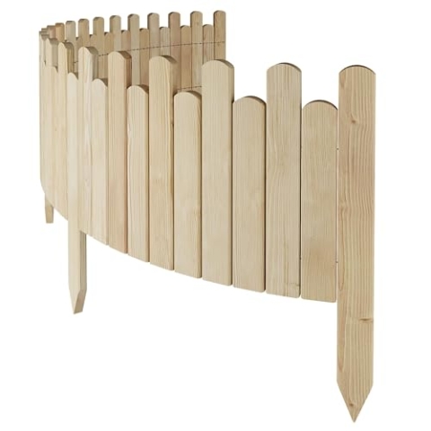 Floranica Beeteinfassung Holz Rollzaun Holzzaun 200 x 30 cm Unbehandelt unimprägniert Flexible Rasenkante Rollborder Palisade Gartenzaun Umzäunung für Garten