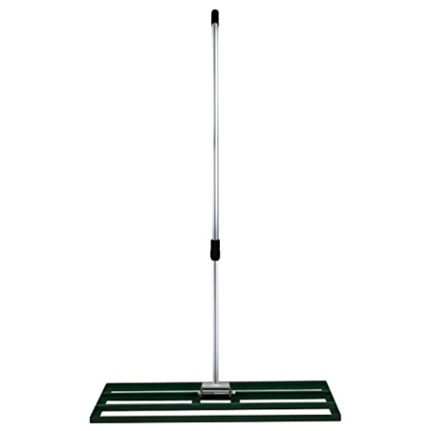 Rasenrakel 100cm x 32cm Levelingrake Rasen Rake Rakel zum Sanden Stahl Grün Flächenebener Verzinkter Stahl 1,2 – 1,9m Verlängerbarer Griff Golf Garten Werkzeug Gras Erde Kunstrasen Kompost Kopfdüngung