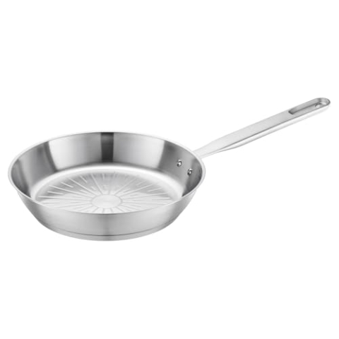 Fiskars Bratpfanne, Ø 24 cm, All Steel pure, Unbeschichtete Pfanne, Für alle Kochfelder geeignet, Recycelter Edelstahl, Silber, 1065627
