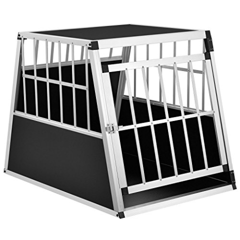 Juskys Alu Hundetransportbox L-X - 89x70x51 cm - Auto Hundebox robust & pflegeleicht - Gittertüren verschließbar - Aluminium Reisebox für Hunde