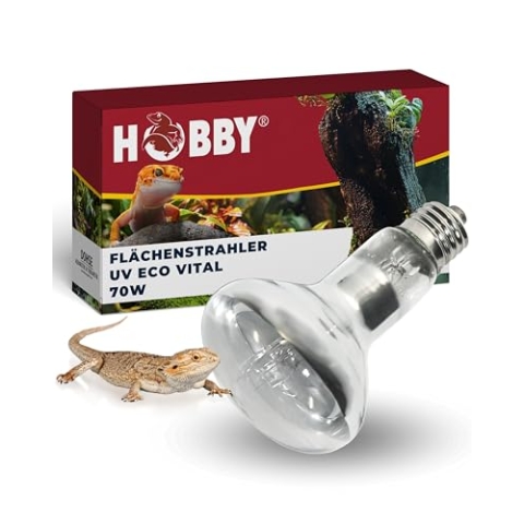 HOBBY Terraristik UV Eco vital I UV-Lampe für Terrarien I 70 W I UV- Lampe für die Reptilienhaltung I kosteneffiziente Mischlichtlampe für Reptilien I energieeffizient & langlebig