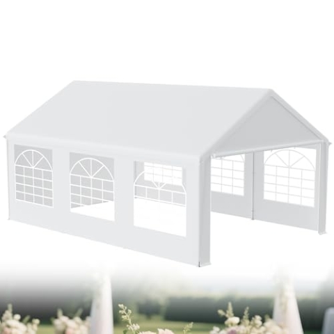 XMTECH Partyzelt Pavillon 4x6 m wasserdicht UV-Schutz 50+ mit herausnehmbaren Seitenteilen, Gartenpavillon Hochzeitszelt 24m² mit PE-Plane, stabil & wetterfest – Weiß