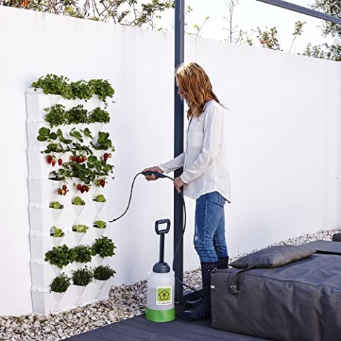 minigarden Vertical Kitchen Garden für 24 Pflanzen, Tropfbewässerungs-Kit enthalten, freistehend am Boden aufstellbar oder zur Wandmontage, Lange Lebensdauer (Weiß)