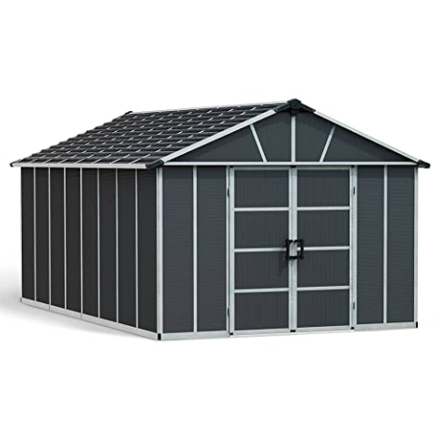 Canopia by Palram Gerätehaus Yukon 11x17.2 Geräteschuppen Metall 519 x 332 cm Grau Polycarbonatplatten rostbeständig UV-Schutz