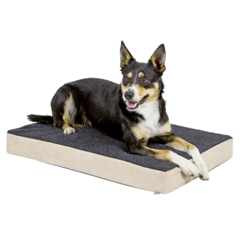 Kerbl Matratze Memory-Foam (Farbe Beige/Anthrazit, L x B x H 80 x 50 x 8 cm, Hundekissen, Waschbarer Bezug) 80326