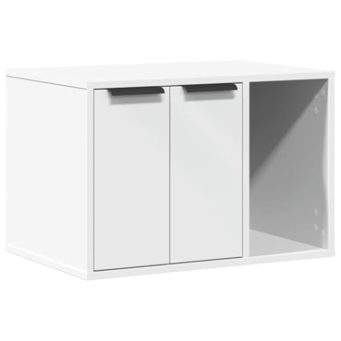 vidaXL Katzenklo Schrank, Katzenschrank Katzentoilette, Beistelltisch Katzenhaus, Katzenmöbel Verstecktes Design, Weiß Holzwerkstoff