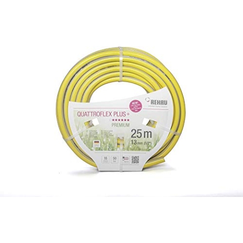 REHAU QUATTROFLEX Plus + Gartenschlauch Wasserschlauch PVC gelb (25, 1/2 Zoll)