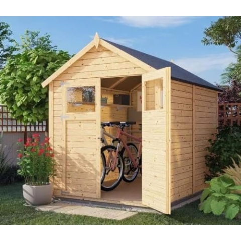 Alpholz Gerätehaus Alisha aus Fichten-Holz, Gartenhaus mit 14mm Wandstärke, Holzhaus inklusive Montagematerial, Geräteschuppen Größe: 202 x 252 cm, Satteldach