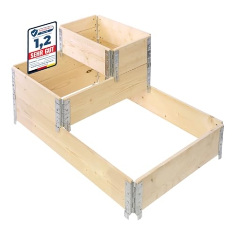 Garronda naturbelassene Hochbeete für Garten Palettenrahmen Hochbeet Holz für Pflanzen Blumen Kräuter Obst und Gemüse Natural 3-TLG. Set 1 Lieferumfang: 120x80x20 cm, 80x60x20 cm, 60x40x20 cm GD-0075