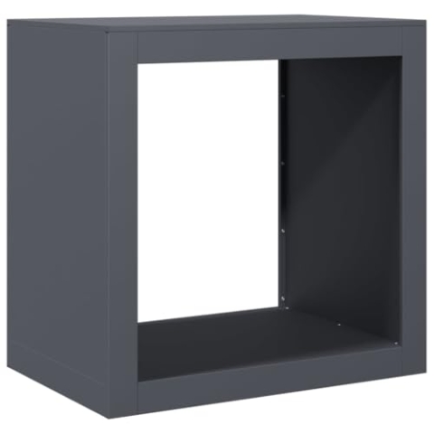 vidaXL Brennholzregal, Kaminholzregal mit Stauraum, Holzregal Holzlager für Brennholz, Außen Feuerholzregal Kaminholzständer, Anthrazit Stahl
