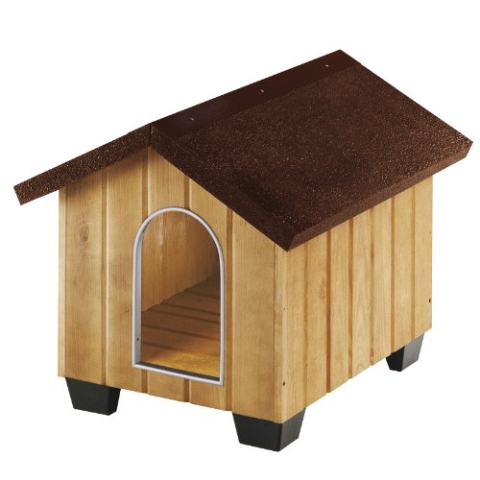 Ferplast Hundehütte große Hunde Domus Large aus FSC-Holz, Hundehaus Outdoor Wetterfest, Isolierende Kunststofffüße, Tür mit Bissschutzkante aus Aluminium, 81 x 101 x h 78 cm.
