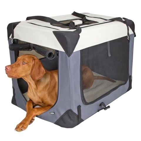 Kerbl Pet 80597 Transportbox Journey, 70 x 52 x 52 cm, grau/beige