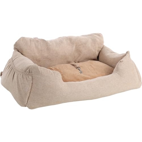 Flamingo Autostoel Megan - Beige, 82 x 60 x 30 cm, Komfort und Sicherheit für große Hunde wie Labrador, Golden Retriever, Deutscher Schäferhund, Rottweiler usw.
