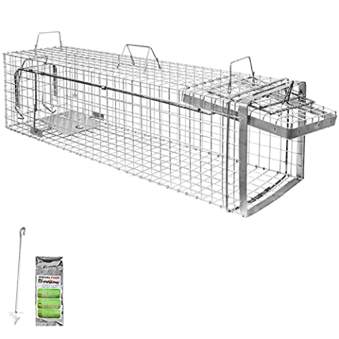 Holtaz Hardy Super starke Falle Marderfalle Katzenfalle Fuchsfalle Biberfalle Tierfalle Kastenfalle Waschbärfalle 1 Tür, 120x34x34 cm Mit Extra Köder