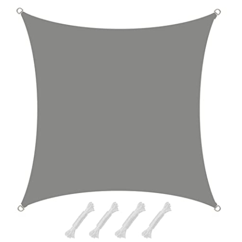AMANKA 98% UV Schutz: Sonnensegel 4x4 Wasserdicht - Polyester-Sonnensegel Grau mit 85% Schatten für Terrasse, Balkon, Garten und Pool