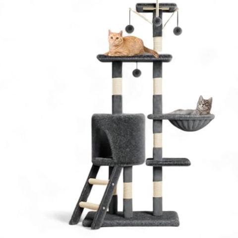 High Aspect® Kratzbaum Grau 138cm - Sisalseil - Kratzbaum für Katzen - Kratzbaum - Kratzbaum - Kratzbaum - Kratzbaum für große Katzen